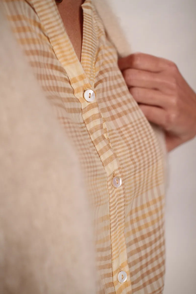 Chemise Caroline carreaux Beige