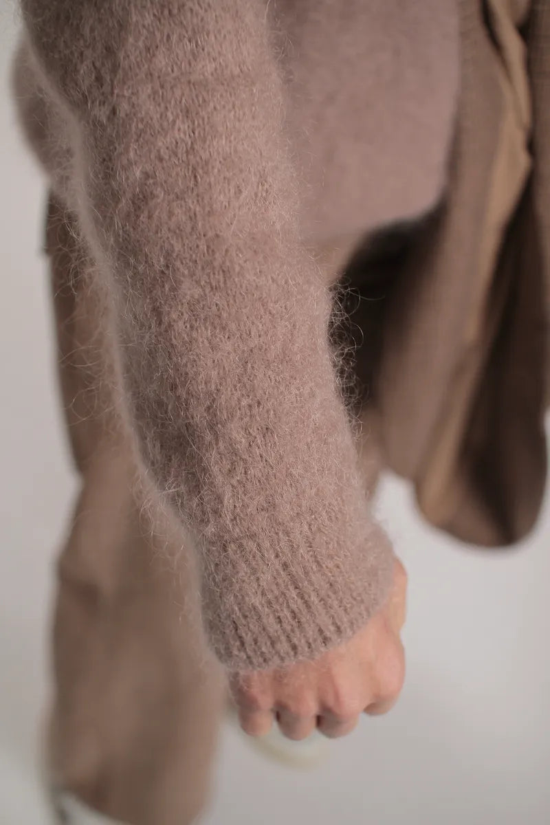 Pull col roulé Aspen Mohair taupe