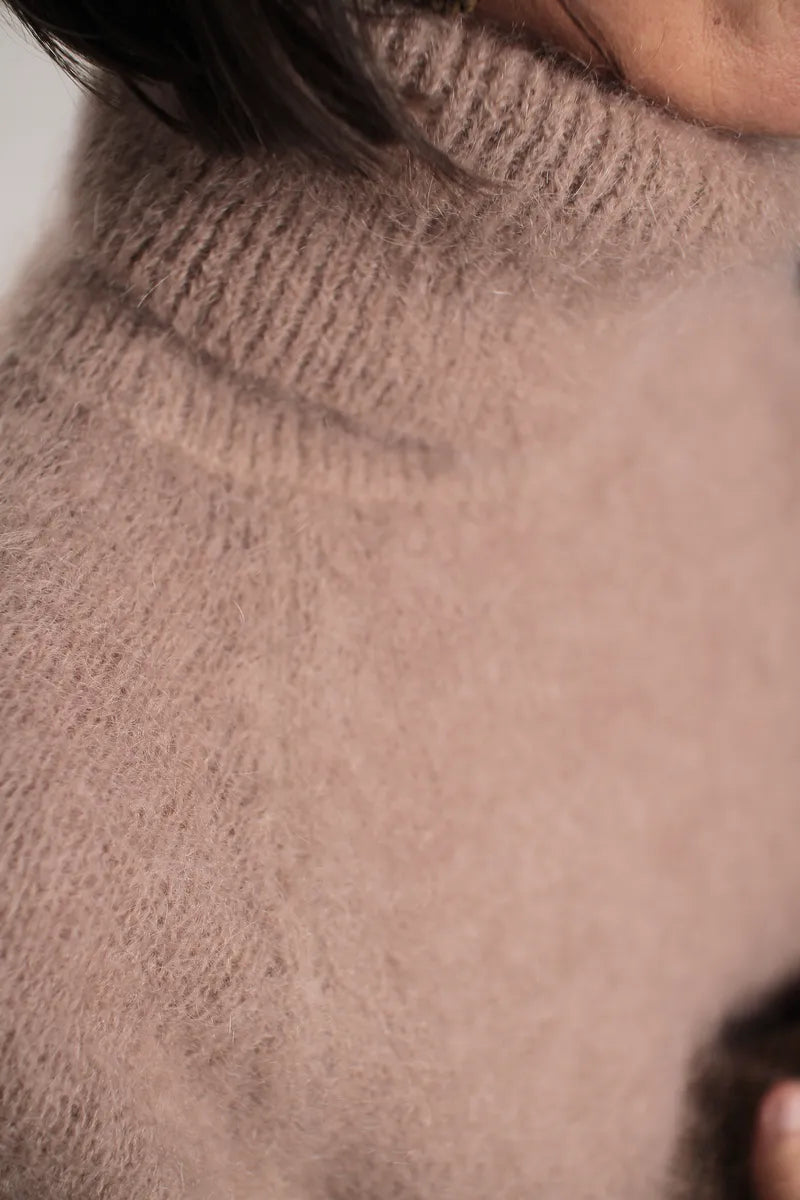 Pull col roulé Aspen Mohair taupe