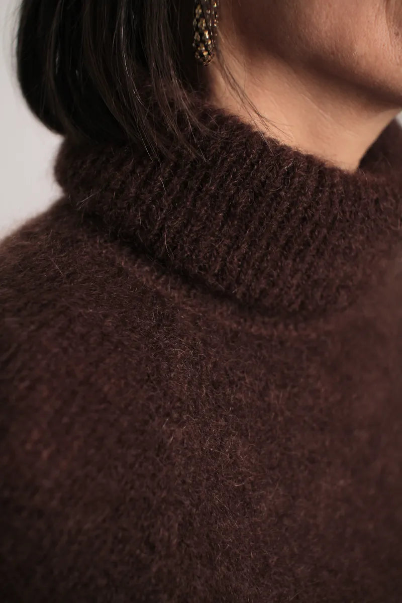 Pull col roulé Aspen Mohair chocolat