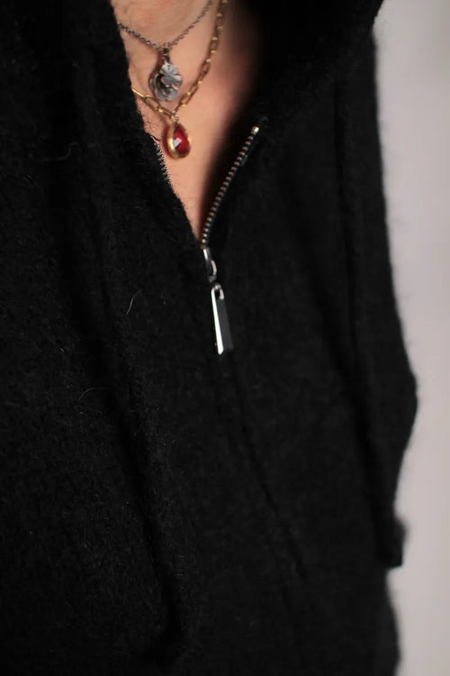 Gilet à Capuche Sweet mohair noir