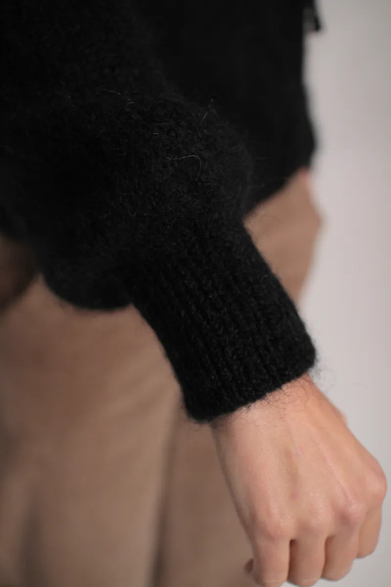 Gilet à Capuche Sweet mohair noir