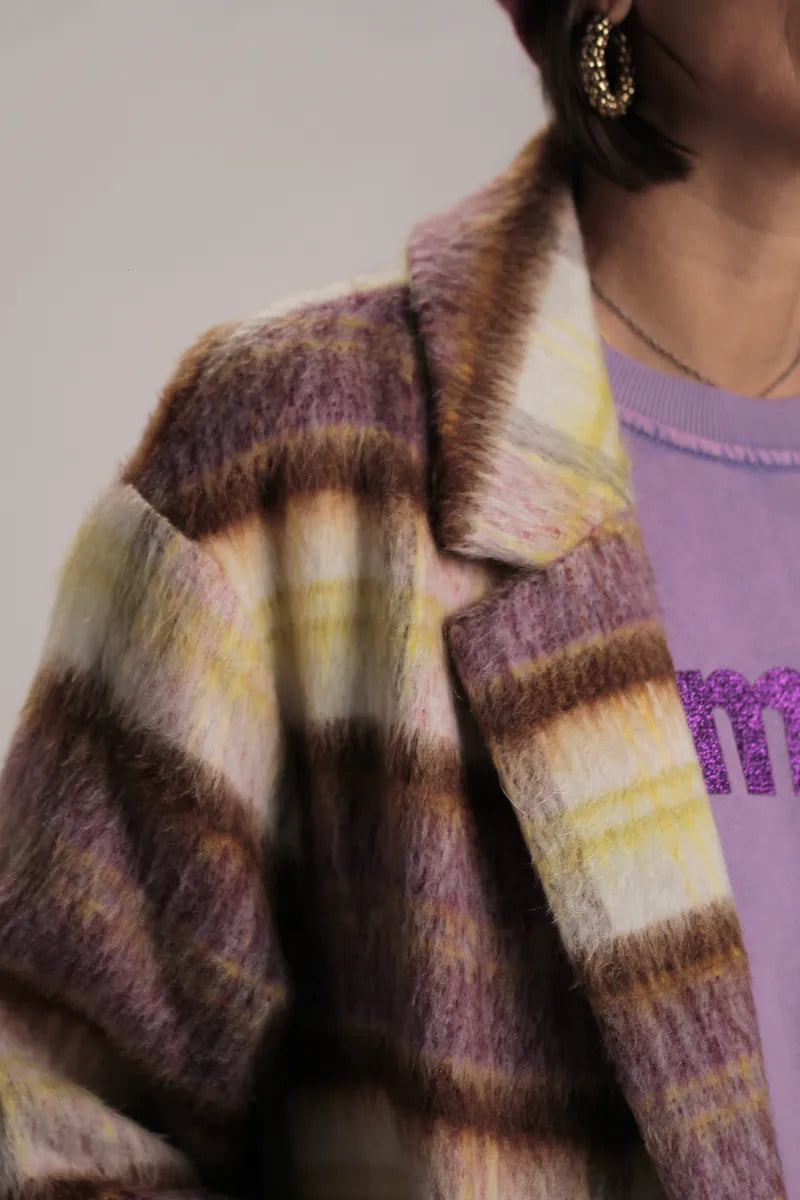 Manteau Vivia à carreaux Mauve