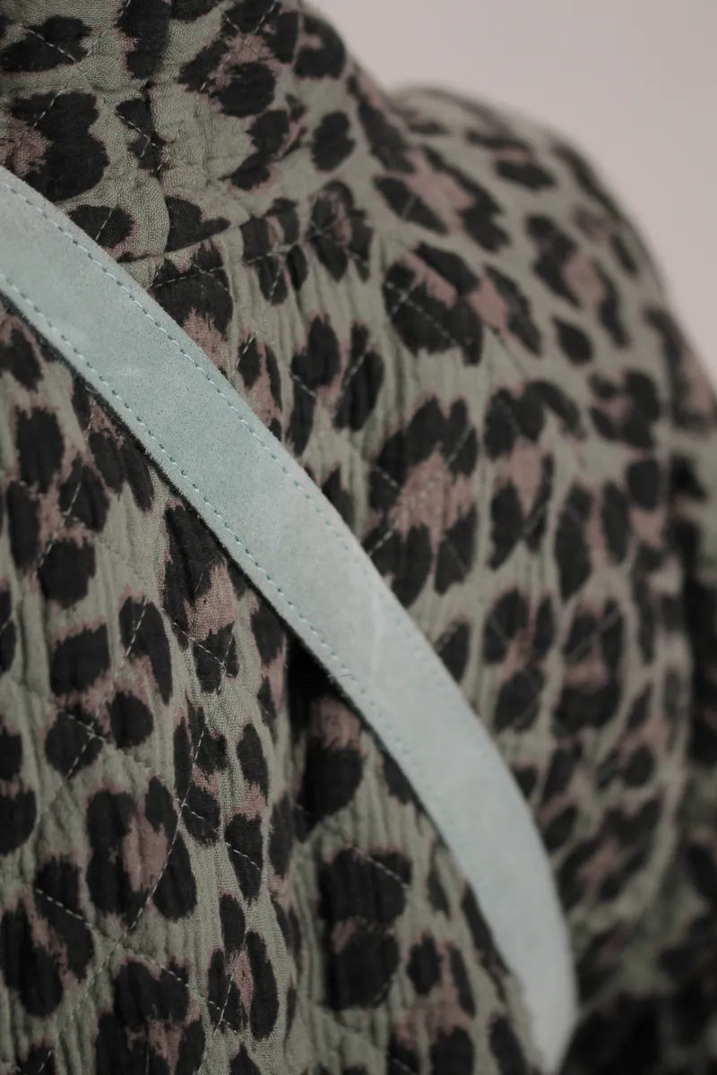 Veste Yoko Kimono Leopard Kaki