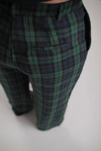 Pantalon Scott motif tartan bleu/vert
