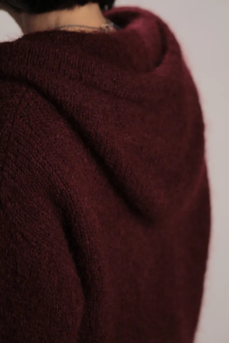 Gilet à Capuche Sweet mohair bordeaux