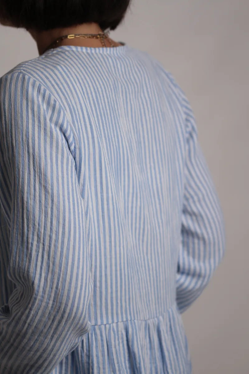 Chemisier Constance rayé bleu ciel
