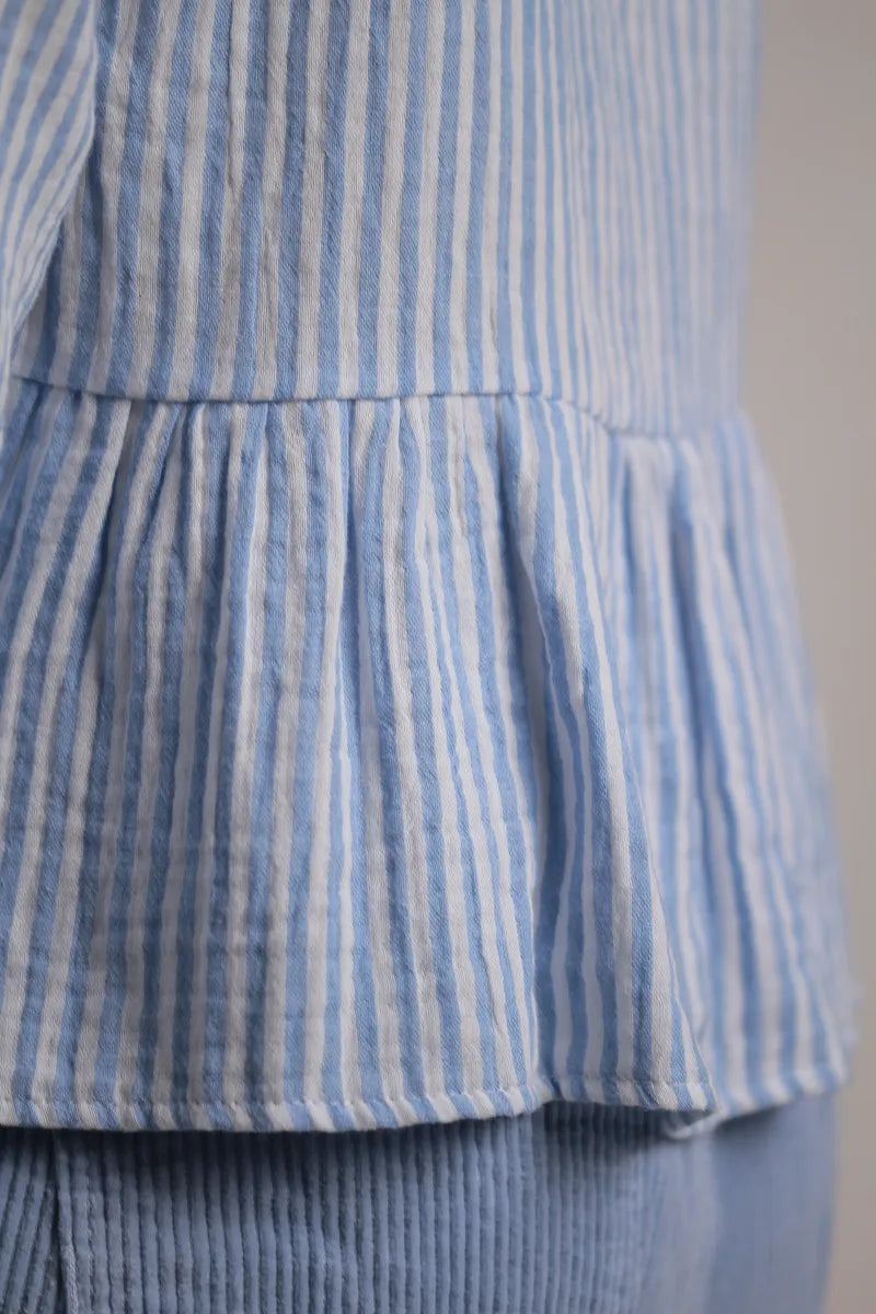 Chemisier Constance rayé bleu ciel