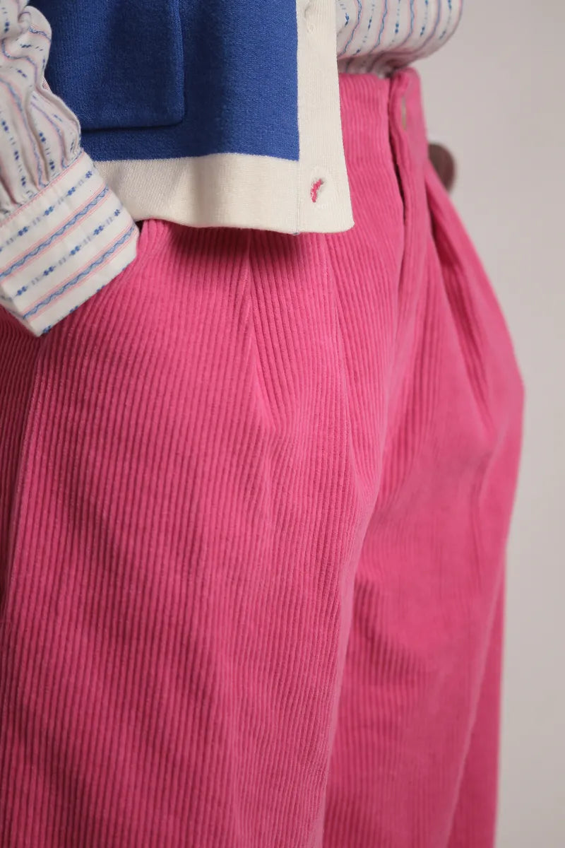 Pantalon Daphnée velours côtelé rose