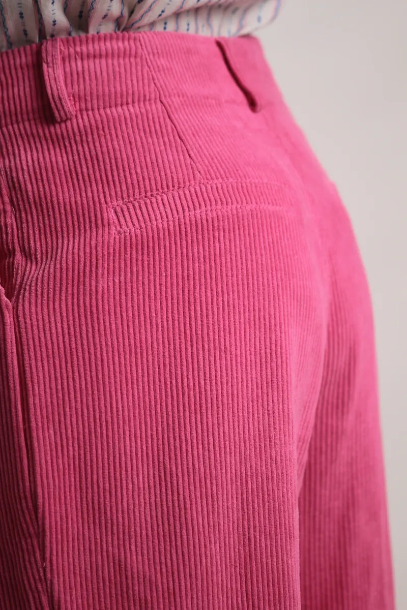 Pantalon Daphnée velours côtelé rose