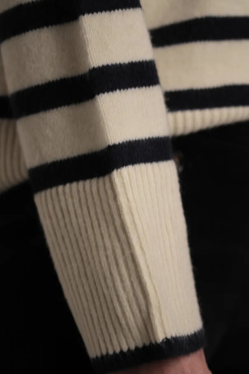 Pull Monroe rayé beige/bleu marine
