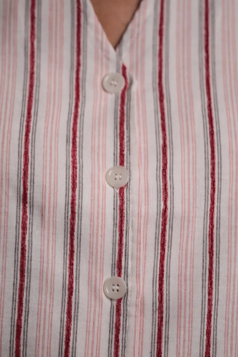 Chemise Toniño rayée blanc/rouge