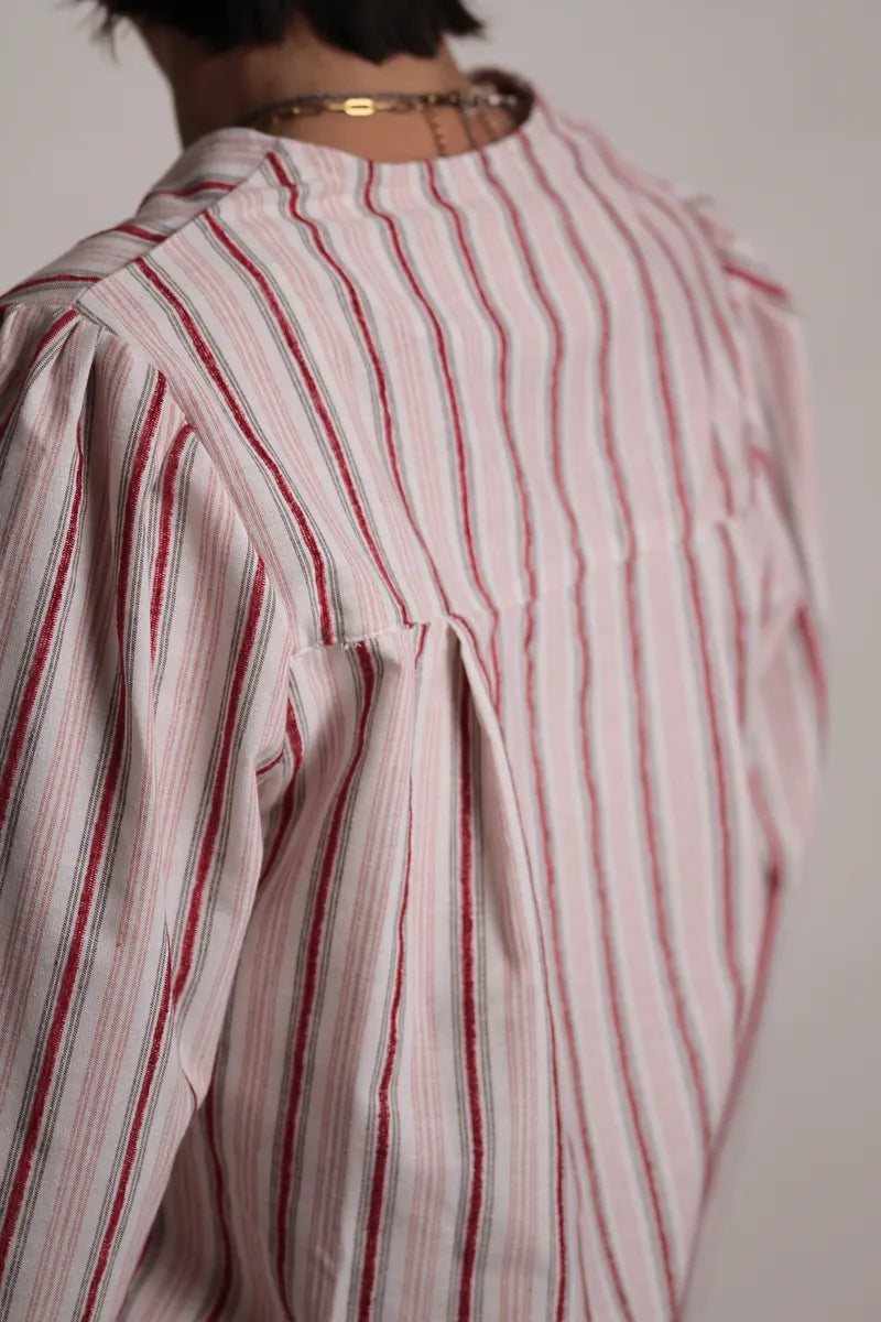 Chemise Toniño rayée blanc/rouge