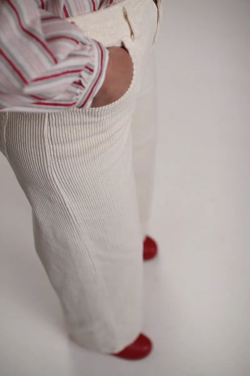 Pantalon Sunny Velours côtelé Ecru