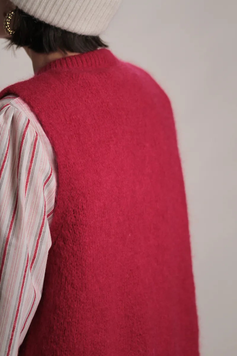 Gilet Chantal mohair cerise