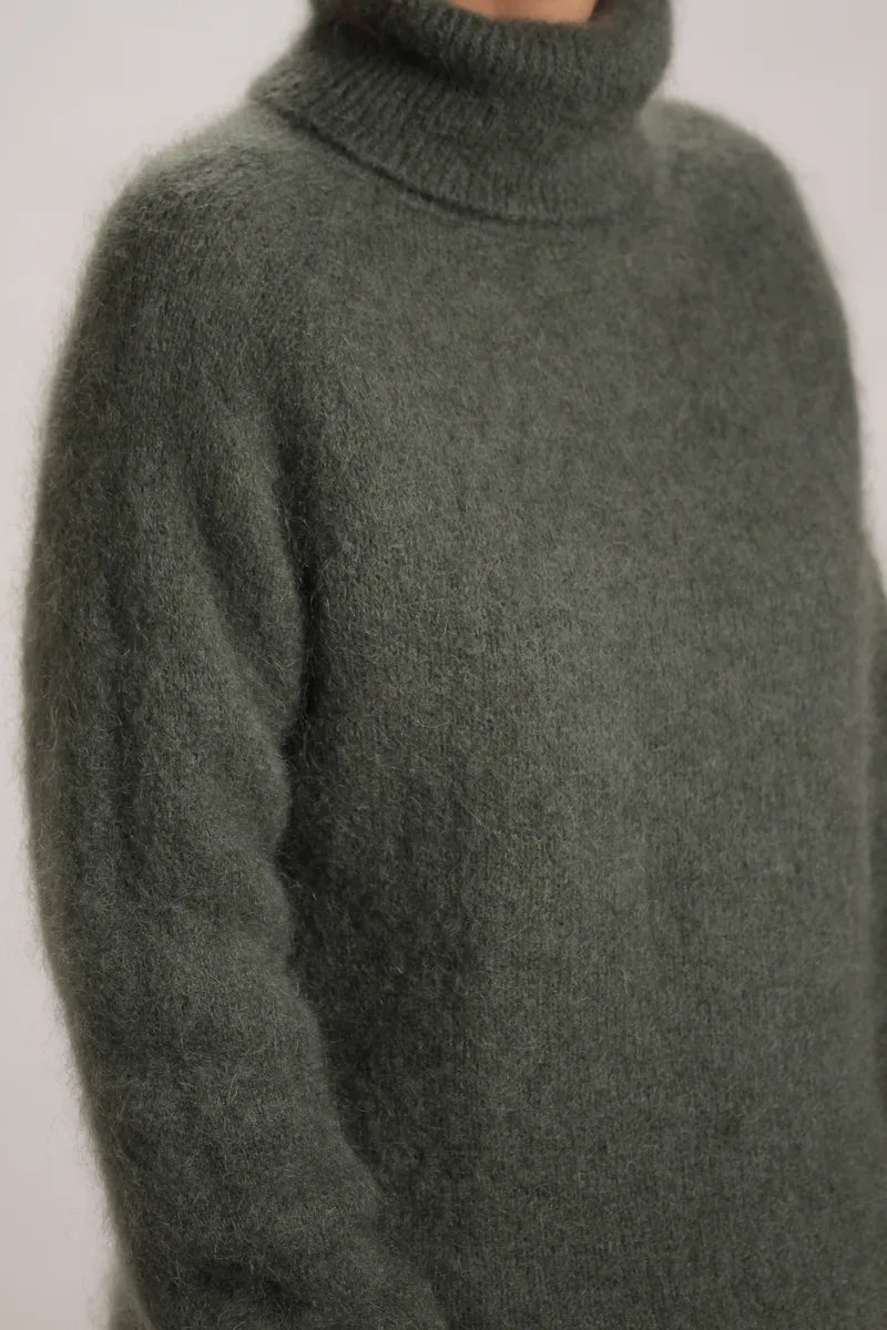 Pull col roulé Aspen Mohair vert kaki
