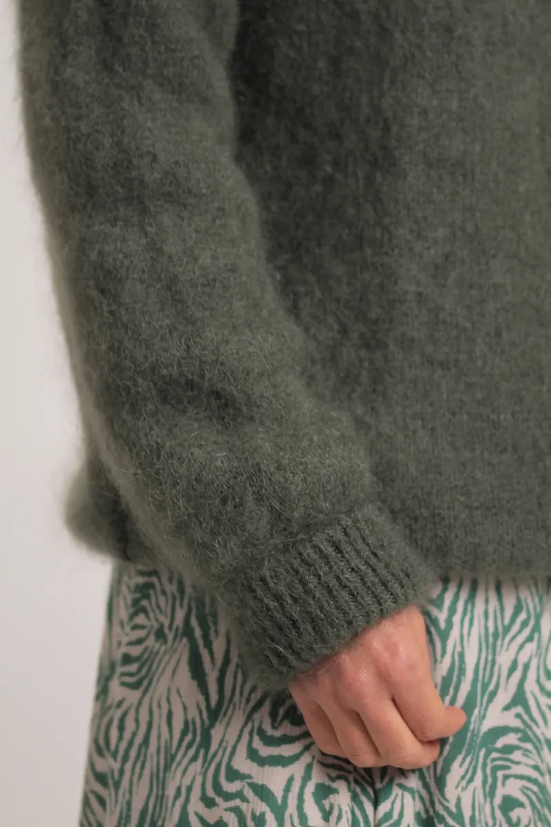 Pull col roulé Aspen Mohair vert kaki