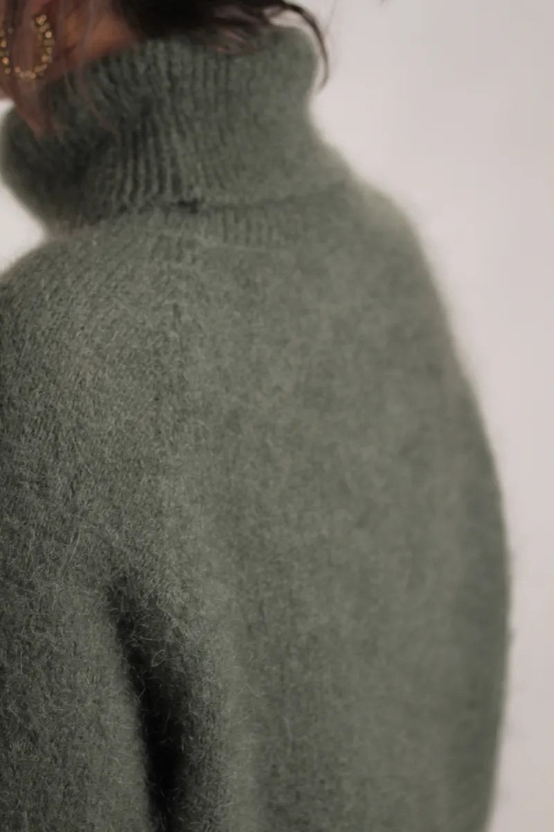 Pull col roulé Aspen Mohair vert kaki