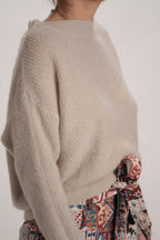 Pull Suzanne mohair col bateau Beige