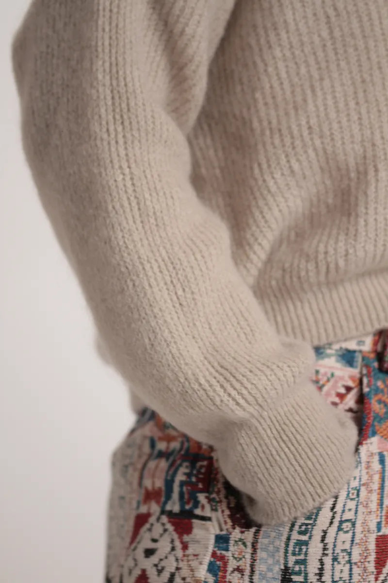 Pull Suzanne mohair col bateau Beige