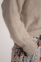 Pull Suzanne mohair col bateau Beige