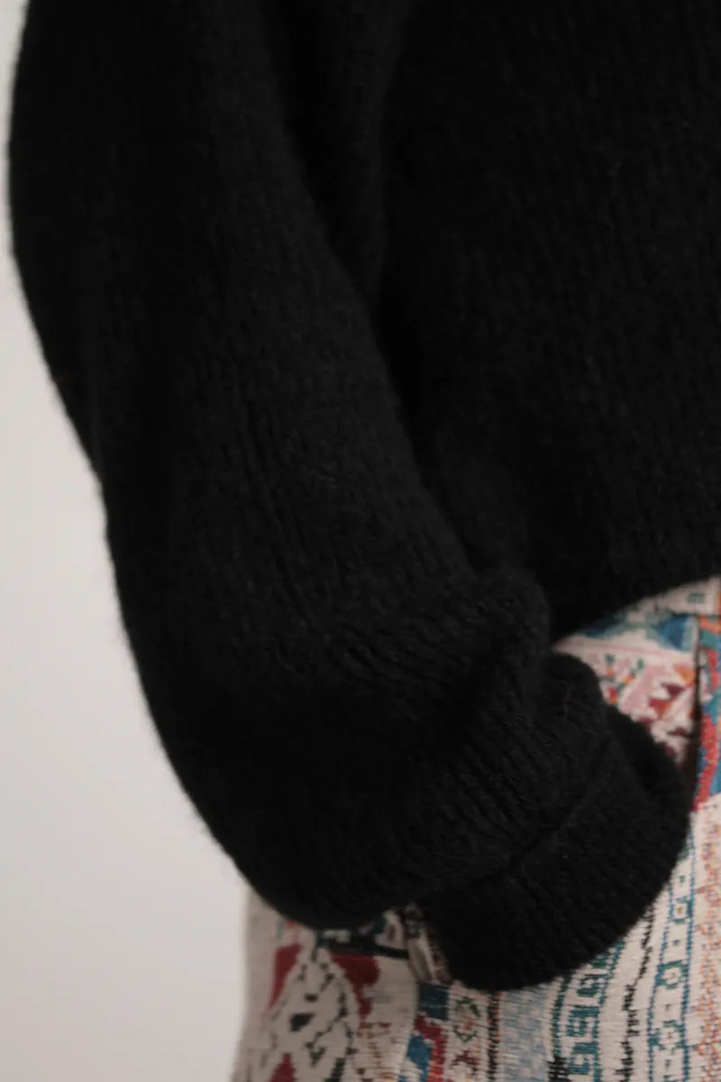 Pull Suzanne mohair col bateau Noir