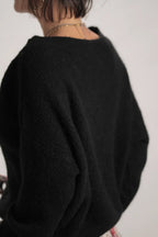 Pull Suzanne mohair col bateau Noir