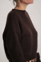 Pull Suzanne mohair col bateau Chocolat