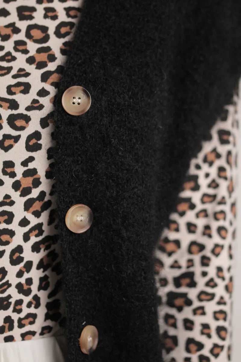 Gilet Aristide à bouton mohair noir