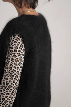 Gilet Aristide à bouton mohair noir