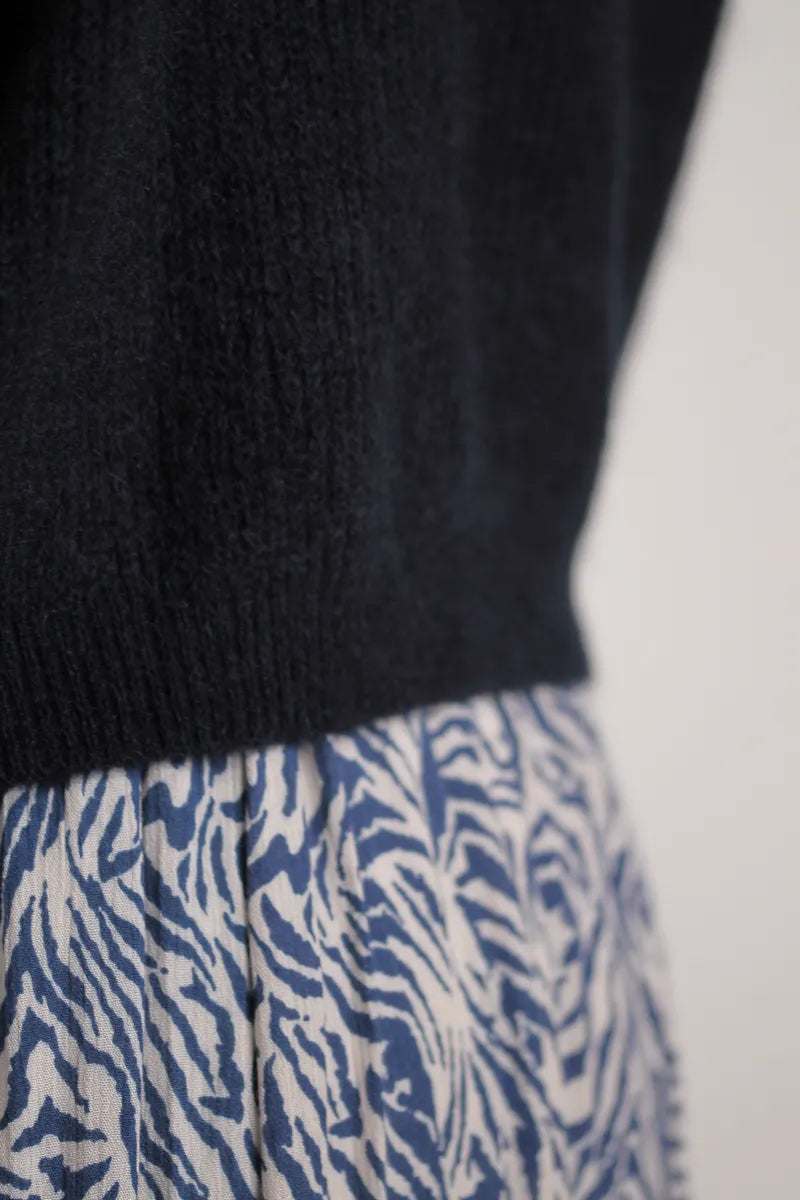 Pull Suzanne mohair col bateau Bleu Marine