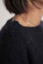 Pull Suzanne mohair col bateau Bleu Marine