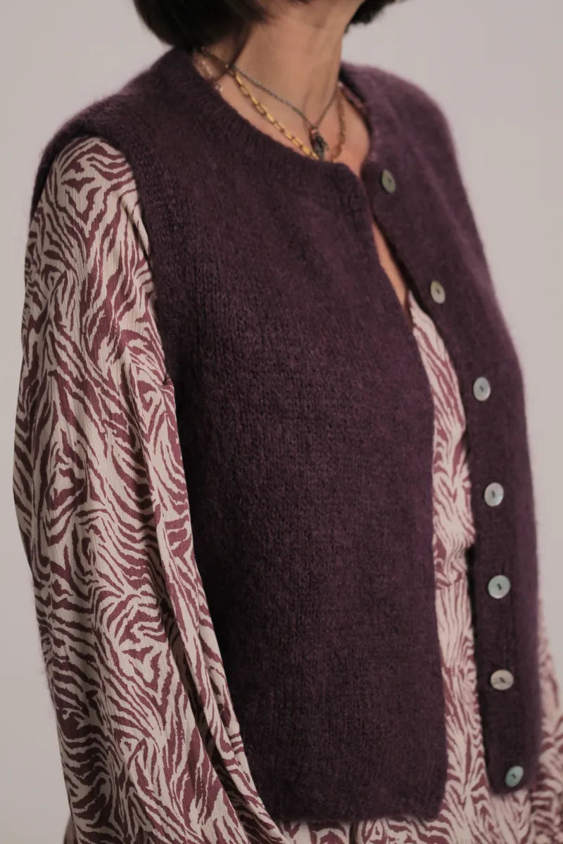 Gilet Chantal mohair prune