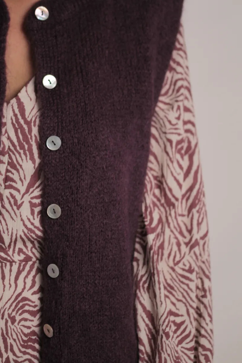 Gilet Chantal mohair prune