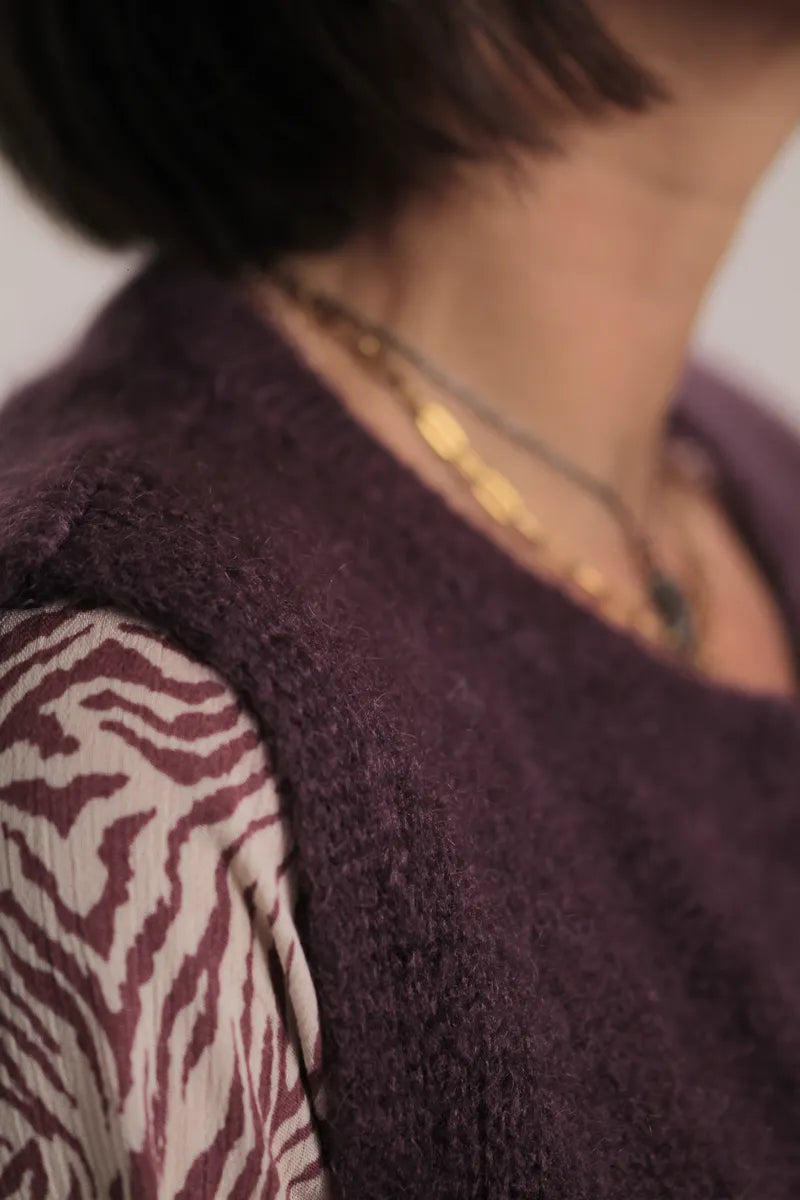 Gilet Chantal mohair prune