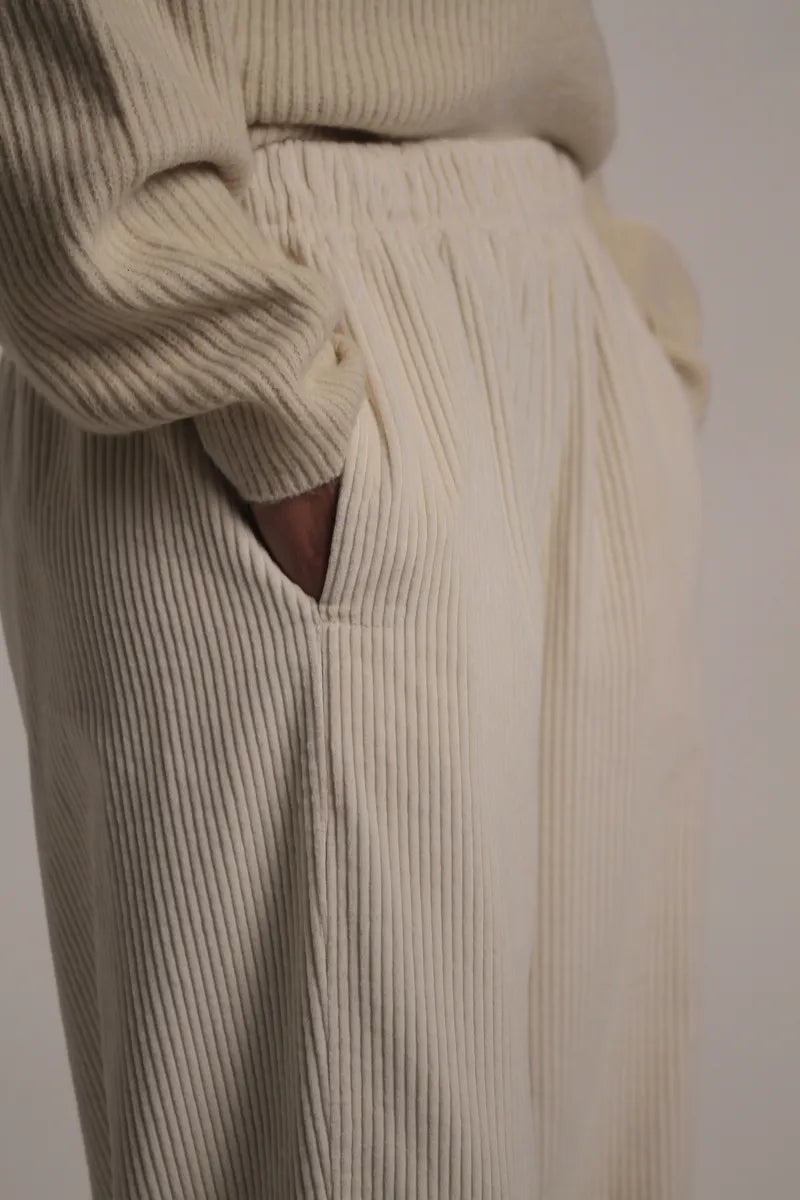 pantalon Arty velours Blanc Cassé