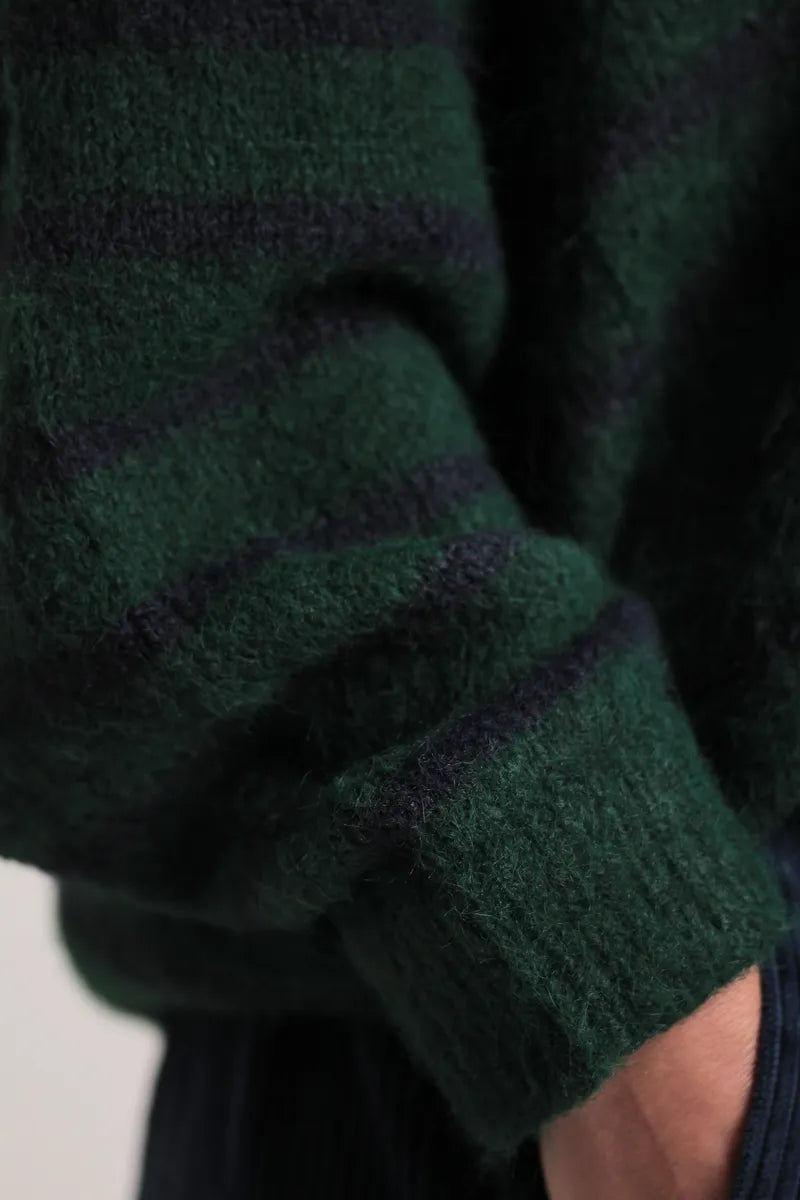 Pull Mousaillon Bleu Marine/vert sapin