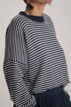 Pull Sacha cachemire bleu marine/gris