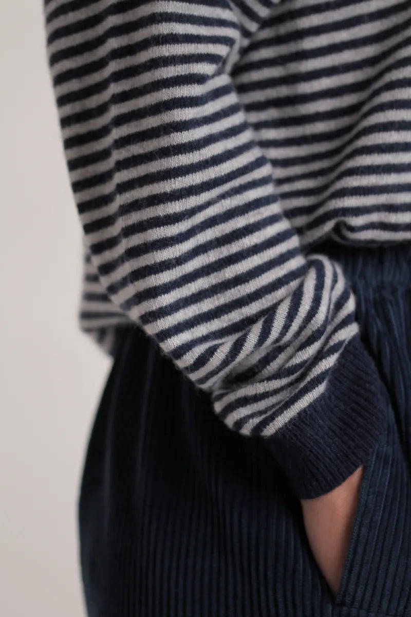 Pull Sacha cachemire bleu marine/gris