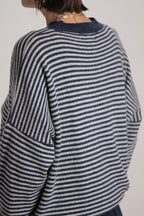 Pull Sacha cachemire bleu marine/gris