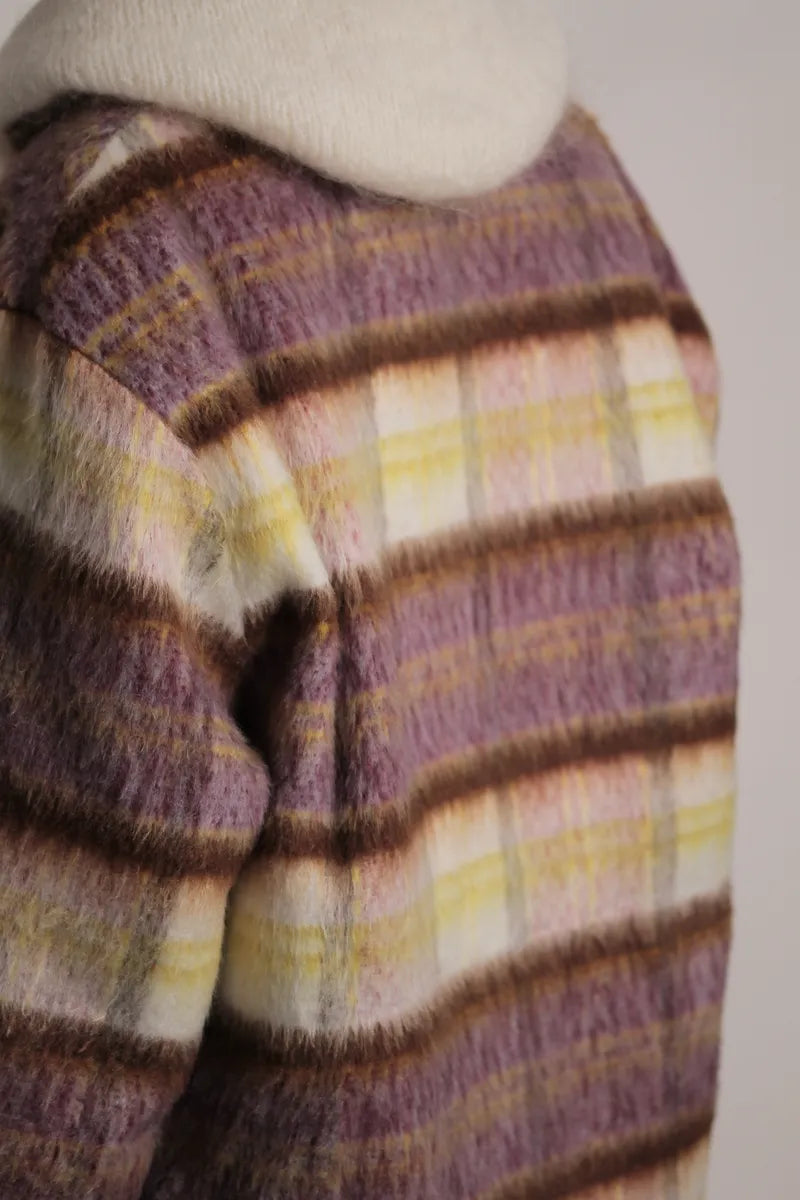 Manteau Vivia à carreaux Mauve