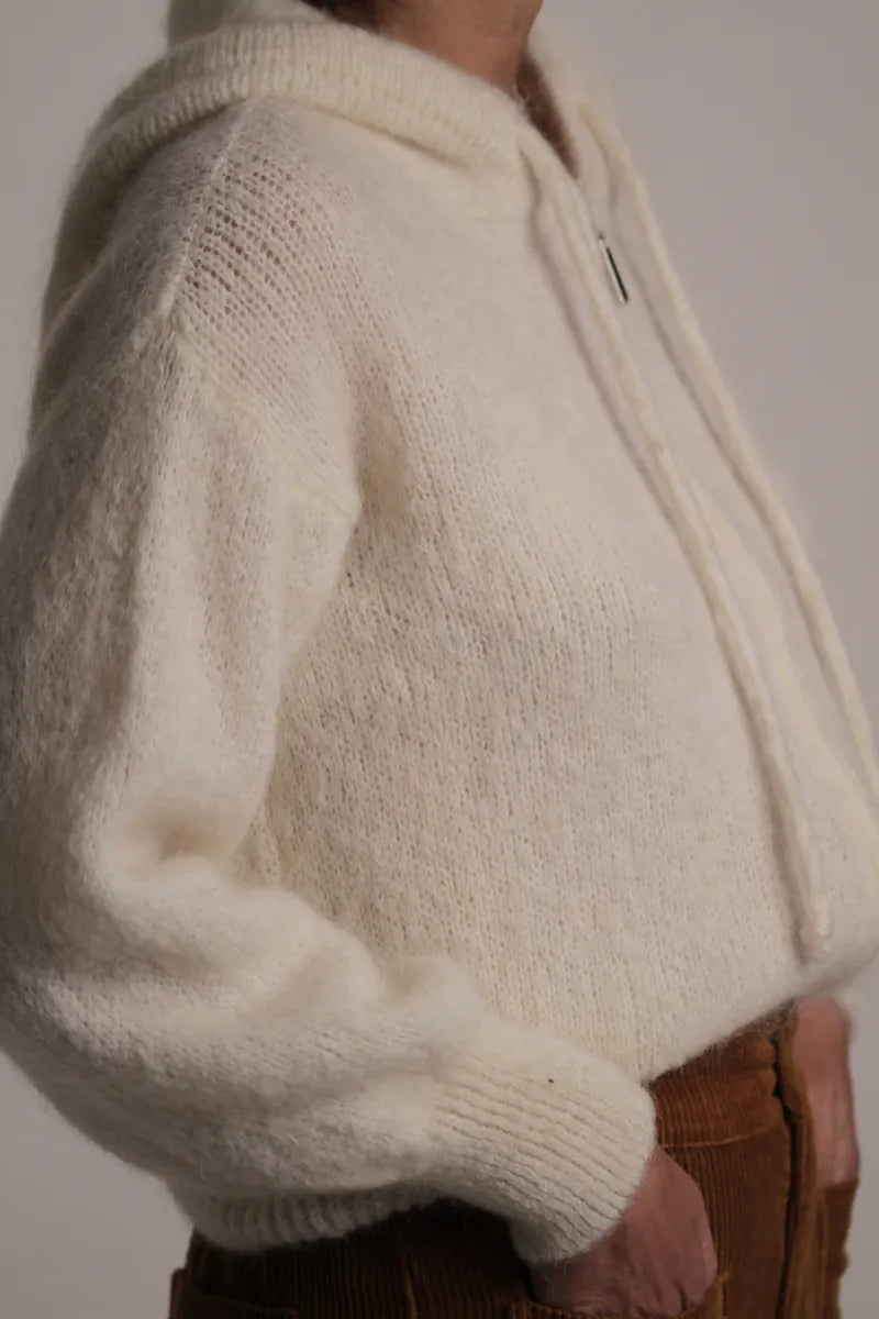 Gilet à Capuche Sweet mohair ecru