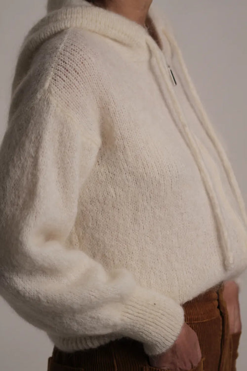 Gilet à Capuche Sweet mohair ecru