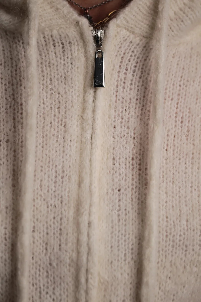 Gilet à Capuche Sweet mohair ecru