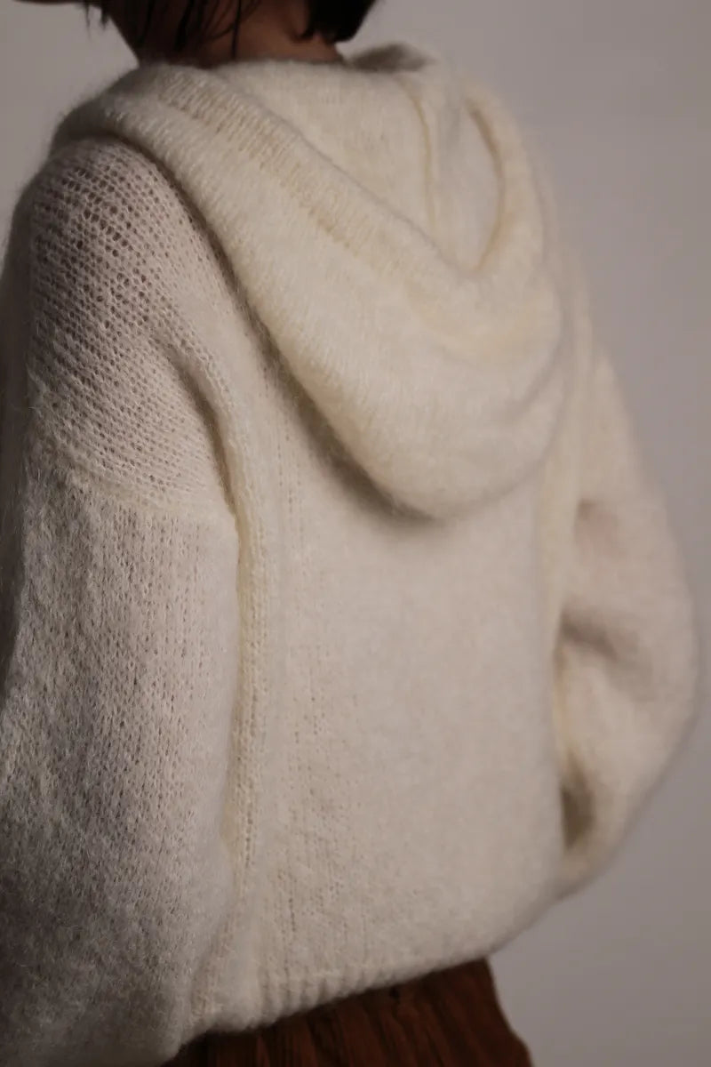 Gilet à Capuche Sweet mohair ecru