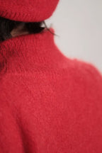 Pull Stefany mohair rouge col cheminée