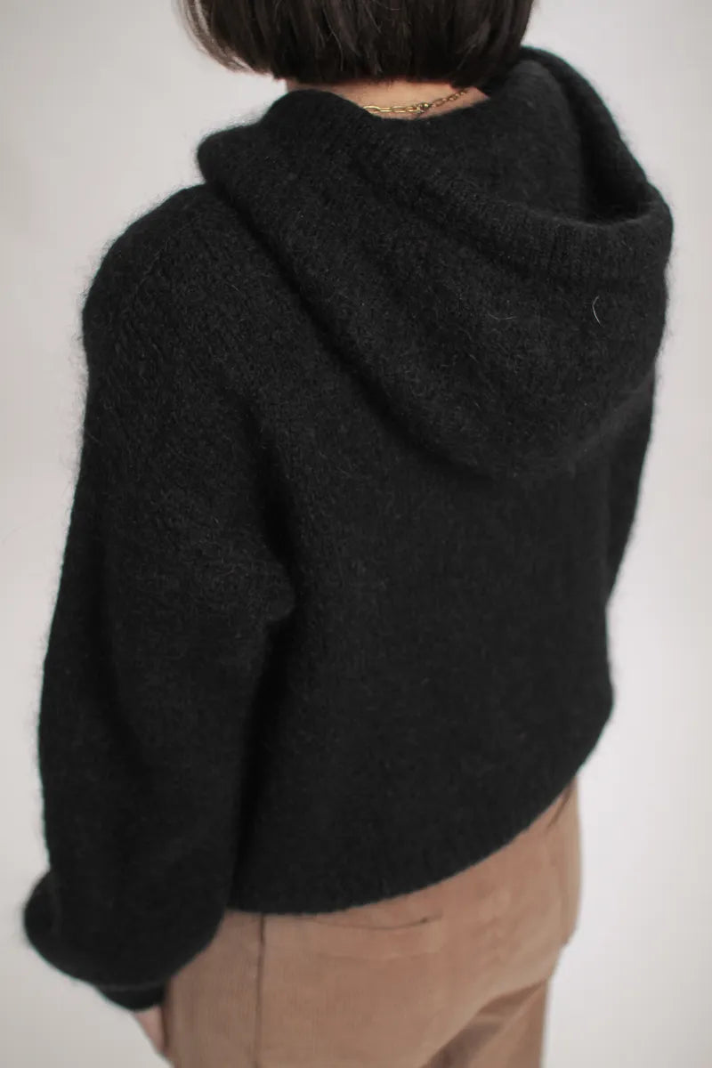 Gilet à Capuche Sweet mohair noir