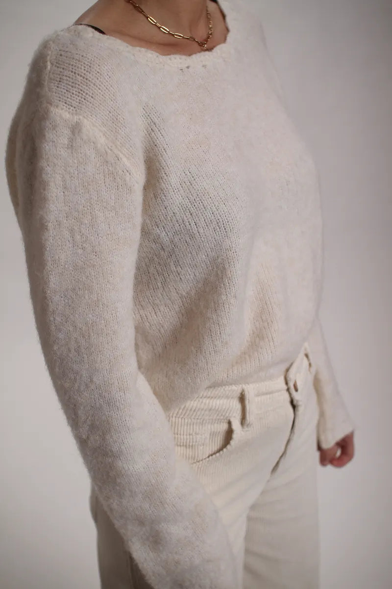 Pull Marion dos en V Crème
