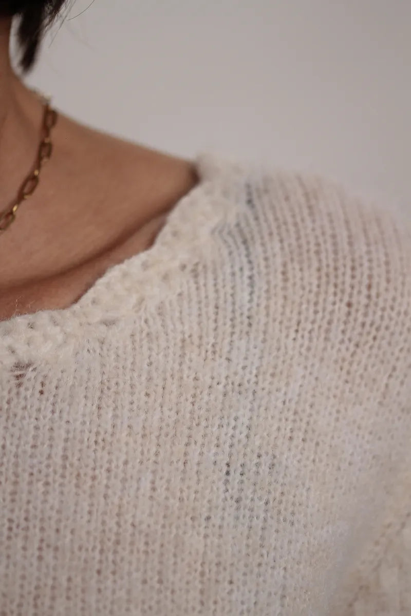 Pull Marion dos en V Crème