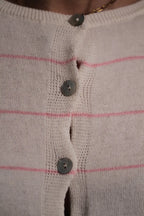 Gilet Marie manche courte rayé Rose